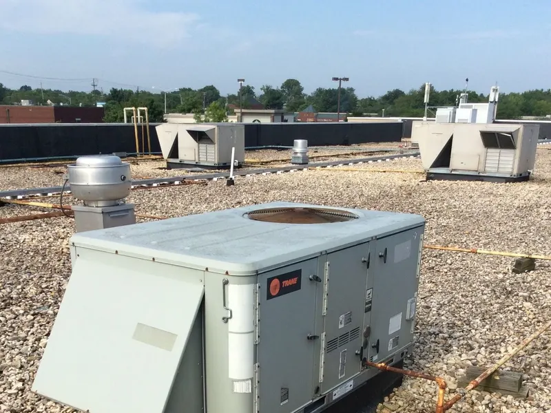 A packaged HVAC unit on a commercial job site.